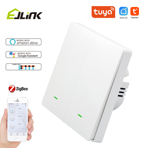 EJLINK-Interruptor inteligente Zigbee, Control por aplicación remota, sin cable neutro, botón de luz, funciona con Alexa ► Foto 1/6