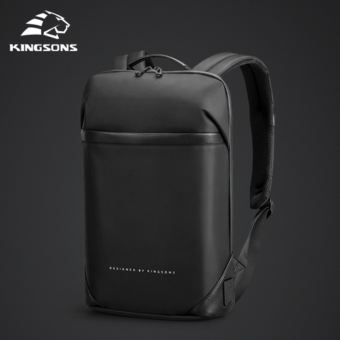 Kingsons-Mochila delgada para ordenador portátil para hombre, morral ultraligero de 15,6 pulgadas para trabajo de oficina, Unisex, color negro ► Foto 1/6