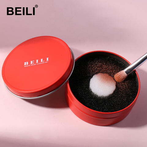 BEILI-esponja de limpieza con cepillo, removedor rápido para polvo, sombra de ojos, maquillaje, limpieza, brochas cosméticas Rojas, herramienta de limpieza ► Foto 1/6