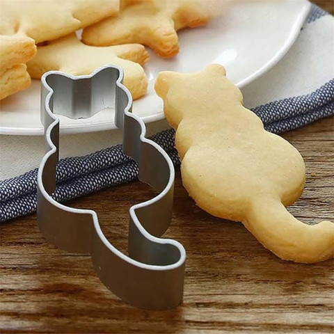 Cortador de galletas para cocina, molde aluminio con forma de gato, utensilio de corte para repostería y pastelería, utensilios de decoración de pasteles, 1 ud. ► Foto 1/6