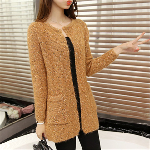 2022 de moda coreana otoño Chaqueta larga de mujer primavera otoño manga larga Crochet Cardigan suéter de las mujeres Chaqueta de punto camisetas ► Foto 1/6