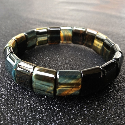 BOEYCJR-Ojos de tigre mágico azul y amarillo de cuentas de piedra Natural, brazaletes y pulseras, joyería hecha a mano, pulsera de energía para hombres ► Foto 1/6