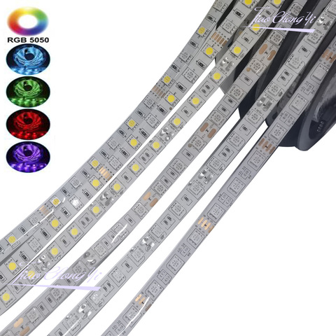 Tira de luces LED Flexible para el hogar, cinta de iluminación de decoración RGB RGBW RGB CCT Blanco/blanco cálido/azul/verde/rojo 5m/rollo 12V, 5050 60 leds/m ► Foto 1/6