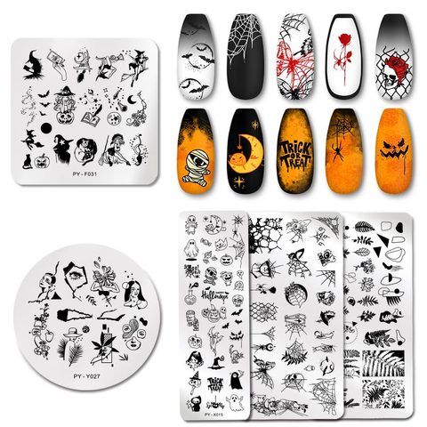 PICT YOU-placas de estampación de uñas para Halloween, patrón de Festival de copos de nieve, placas de imágenes de arte de uñas de acero inoxidable, plantilla ► Foto 1/6