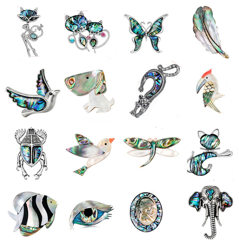 Fashion Rhinestone Cat/Fox/Butterfly  Natural Abalone Shell Animal Patterns Brooches And Pins Gift For Scarves Women Jewelry ► Foto 1/3