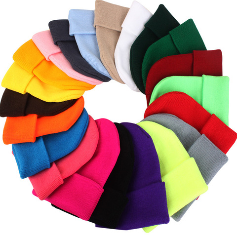 Sombreros de invierno para mujer nueva gorros de punto fluorescente sombrero niñas otoño gorro para mujer gorras caliente sombrero damas Casual tapa ► Foto 1/6