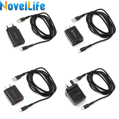 Adaptador de corriente de cargador rápido QC3.0, Kit de Cable de goma de silicona suave, USB tipo C, enchufe de la UE, EE. UU., Reino Unido, para soldador MDP-XP TS80 TS80P ► Foto 1/6