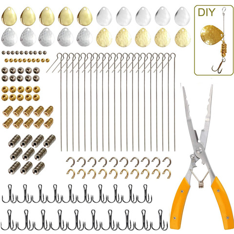 Kit de accesorios de pesca con cucharilla de pesca, 141 Uds., cebo de cuchilla de pesca y alicates de pesca multifunción ► Foto 1/6