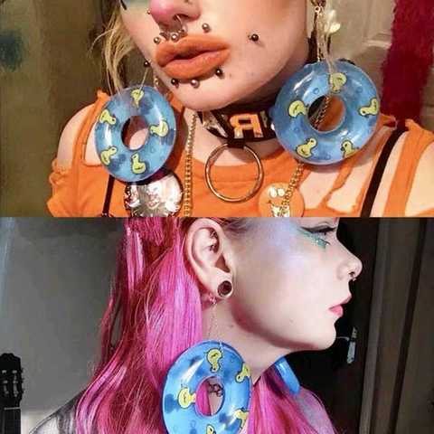 Pendientes colgantes con forma de anillo para mujer y niña, aretes grandes, estilo Punk, creativo, EN LA Piscina Fiesta, club nocturno ► Foto 1/6