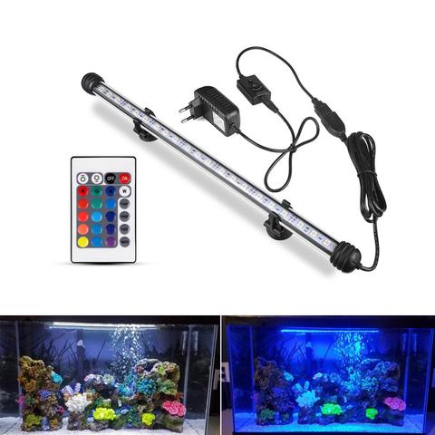 Lámpara para acuario, barra de luz LED IP68 impermeable, 19/29/39/49CM, lámpara subacuática, iluminación de decoración para acuarios, fuente de alimentación de la UE ► Foto 1/6