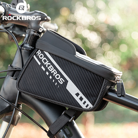 ROCKBROS-bolsa frontal para bicicleta, bolsa reflectante sensible con pantalla táctil de 1L, doble cremallera, almacenamiento separado, accesorios para bicicleta de montaña ► Foto 1/1