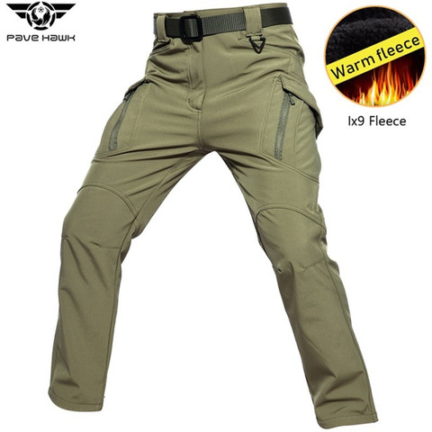 Pantalones tácticos de invierno IX9 para hombre, cálidos, impermeables, con forro polar de concha suave, pantalones militares de ejército de camuflaje para exteriores, 2022 ► Foto 1/6