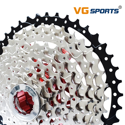 VG SPORTS-Cassette de 8, 9, 10, 11 y 12 velocidades para bicicleta de montaña, piñón de soporte de aluminio libre, 40/42T/46T/50T/52T, rojo y negro ► Foto 1/6