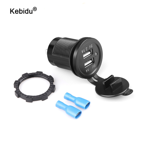 Kebidu-encendedor de cigarrillos Universal, cargador de coche DC12V-32V, cargador USB doble resistente al agua de vehículo USB, 2 puertos, 5V, 2.1A/1A ► Foto 1/6