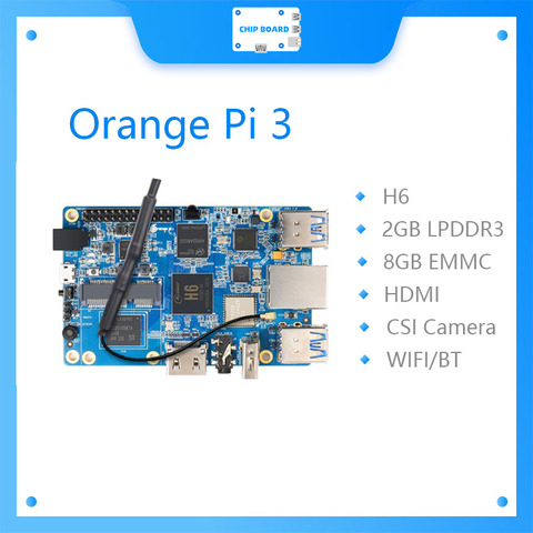 Naranja Pi 3 H6 2GB LPDDR3 + 8GB EMMC Flash Gigabyte puerto Ethernet AP6256 WIFI BT5.0 4 * USB3.0 soporte Android 7,0 Ubuntu Debian ► Foto 1/5