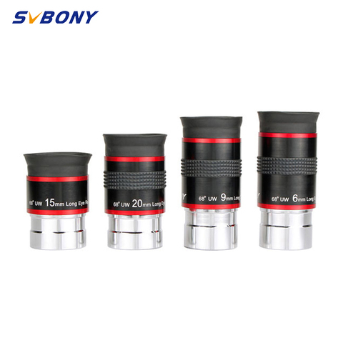 Kit de lentes telescopio astronómico estándar, set de 4 óculos de ángulo ultra ancho de campo visible de 68 grados, 6/9/15/20mm, 1.25'', para telescopio monocular astronómico, producto en oferta F9150A ► Foto 1/6