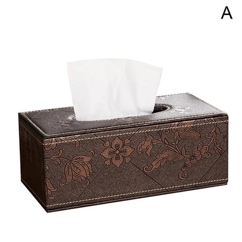 Contenedor de caja para pañuelos de cuero sintético, soporte para pañuelos de automóvil, bolsa de almacenamiento de papel, Decoración de mesa, elegante ► Foto 1/6