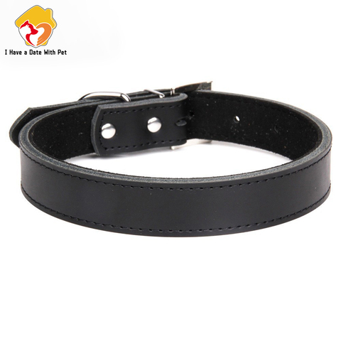 1 pieza de cuero genuino Durable perro collar marrón negro rojo naranja verde rosa azul para cachorro de perro, Collar perro grande, XS, S, M, L ► Foto 1/6