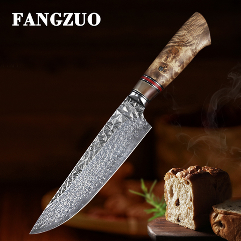 FANGZUO-cuchillo profesional de Chef de acero de Damasco, 7 pulgadas, VG10, cuchillo carnicero japonés, cuchillo para aire libre de cocina hecho a mano ► Foto 1/6