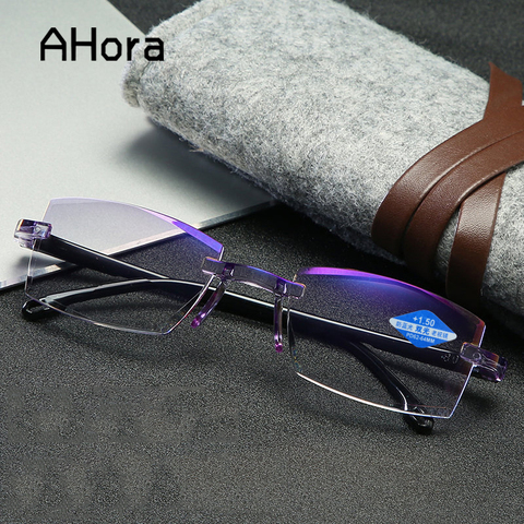 Gafas de lectura anti-rayos azules para hombre y mujer, gafas de presbicia con corte sin montura para mujer, gafas de luz azul + 1,0 1,5 2,0 2,5 ► Foto 1/6