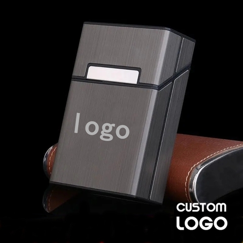 Estuche de cigarrillo con logotipo personalizado, caja de aleación de aluminio con personalidad, almacenamiento de tabaco, portátil, creatividad, regalo, accesorios ► Foto 1/6