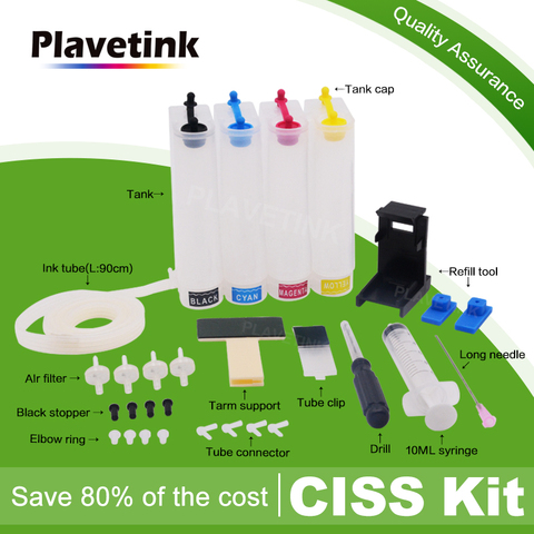 Plavetink-cartucho Universal para impresora, sistema de suministro continuo de tinta, 4 colores, para HP Deskjet, Canon Pixma ► Foto 1/6