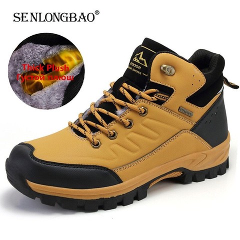 Botas de nieve cálidas de felpa para hombre, botines de senderismo antideslizantes para exteriores, impermeables, para caminar, talla 47, para invierno ► Foto 1/6