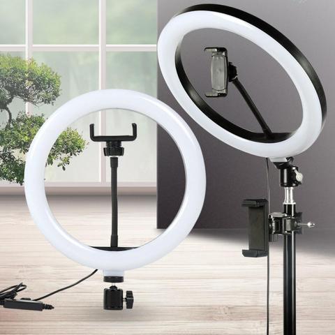 Anillo de luz LED de relleno para selfi, lámpara de anillo regulable para cámara de teléfono con soporte de 160CM, trípode para maquillaje, vídeo en vivo, 202, 10 pulgadas/26cm ► Foto 1/1