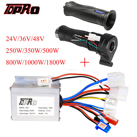 TDPRO 24/36/48 V 350/500/800/1000 W controlador de cepillo de Motor Acelerador de velocidad empuñadura giratoria para bicicleta eléctrica Scooter ATV Buggy Bike ► Foto 1/6