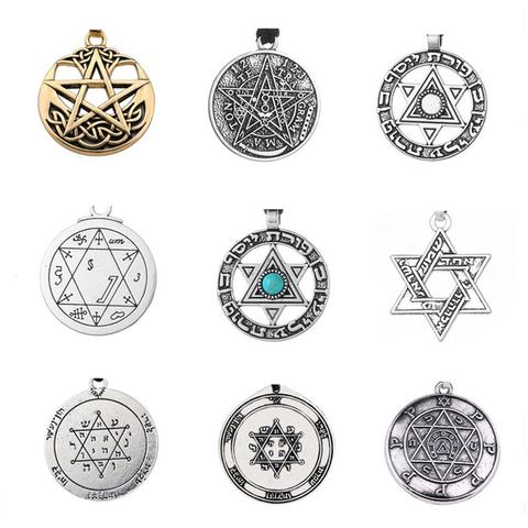 Jamieheaslip de Vintage Wicca colgantes para joyería haciendo Tetragrammaton pentagrama estrella de cinco puntas de Salomón talismán amuleto accesorios para hombres ► Foto 1/6