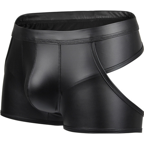 Nuevos calzoncillos sexis calados para hombre, ropa interior masculina de piel sintética con abertura en los glúteos, ropa interior para Club, ropa interior sin espalda, Calzoncillos Bóxer ► Foto 1/6