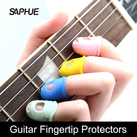 4 unids/set de dedo de silicona guardias guitarra del dedo del protectores para ukelele guitarra S, M, L, partes para guitarra Accesorios ► Foto 1/6