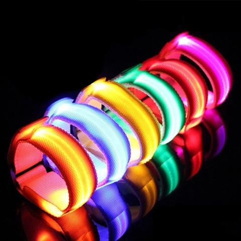 Pulsera deportiva con luz LED para ciclismo carrera nocturna, brazalete reflectante de seguridad con correa de nailon brillante ► Foto 1/6