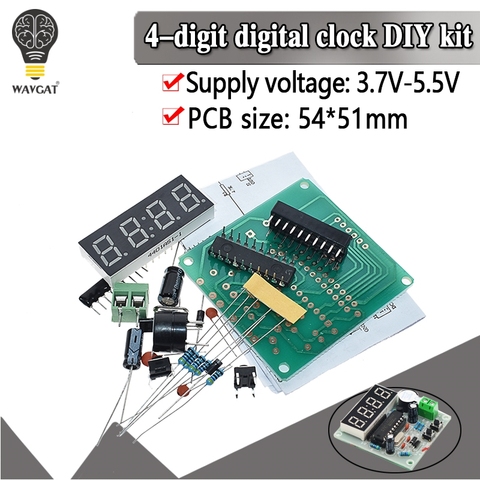 WAVGAT AT89C2051 Digital 4 Bits reloj electrónico producción electrónica Suite DIY Kit ► Foto 1/6