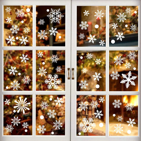 Pegatinas de pared de vidrio para Navidad, copos de nieve blancos, pegatinas de ventana, decoraciones de Navidad para el hogar, regalo de Año Nuevo, 36 unidades/lote, 2022 ► Foto 1/6