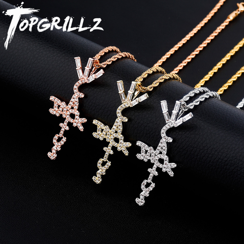 TOPGRILLZ-collar con colgante de Cactus en forma de gato, cristal de hielo, colgante de circonia cúbica, Hip Hop ► Foto 1/6