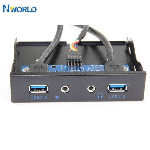 Superventa 19Pin + 9Pin 2 puertos USB Hub USB 3,0 HD Audio Panel frontal Combo adaptador de soporte para escritorio interno 3,5 