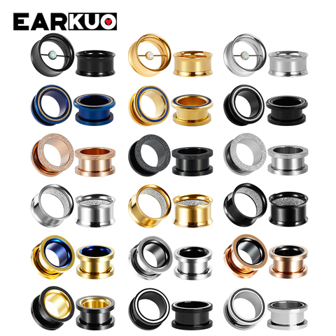 EARKUO-dilataciones para orejas de acero inoxidable, joyería para el cuerpo, expansores de pendientes, 6-25mm ► Foto 1/6