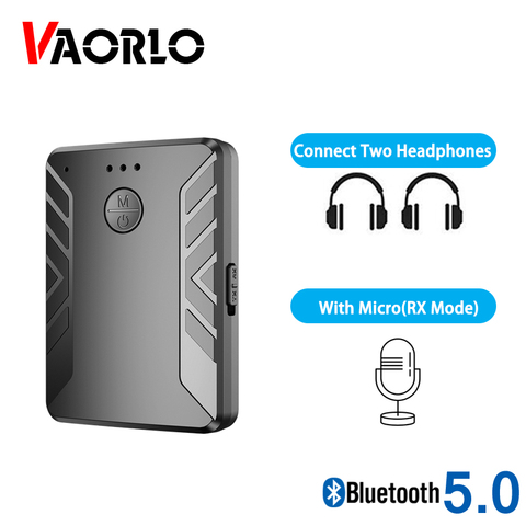 VAORLO-receptor Bluetooth inalámbrico transmisor de TV para auriculares, conexión de dos auriculares Bluetooth, Audio estéreo RX con micrófono ► Foto 1/6