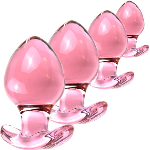 Consolador de cristal suave y enorme para hombres y mujeres, Juguetes sexuales de cristal negro/rosa de 125x66mm con tapón anal de dilatación y trasero grande ► Foto 1/6