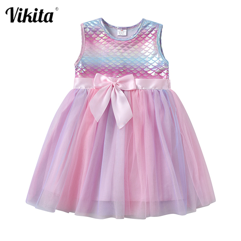 VIKITA-vestido de princesa para niñas, ropa de verano sin mangas, vestidos infantiles para niñas, niño niña, vestidos informales ► Foto 1/1