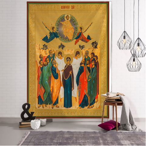 Tapiz de Jesús y sus padres, decoración de pared Bohemia, Hippie, colgante de pared, tapiz psicodélico de Mandala ► Foto 1/6