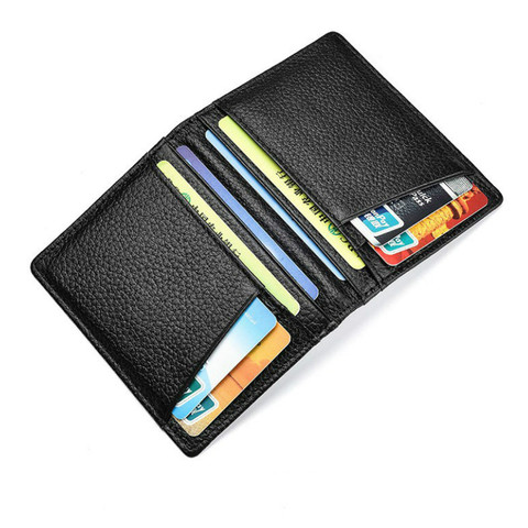 Cartera suave superfino para hombre, 100% de cuero genuino, Mini cartera para tarjetas de crédito, tarjetero ► Foto 1/6