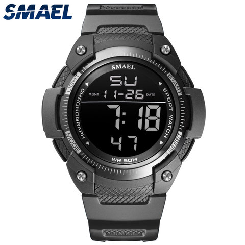 SMAEL-reloj Digital deportivo para hombre, cronógrafo con alarma LED, resistente al agua, color negro, 1335 ► Foto 1/6