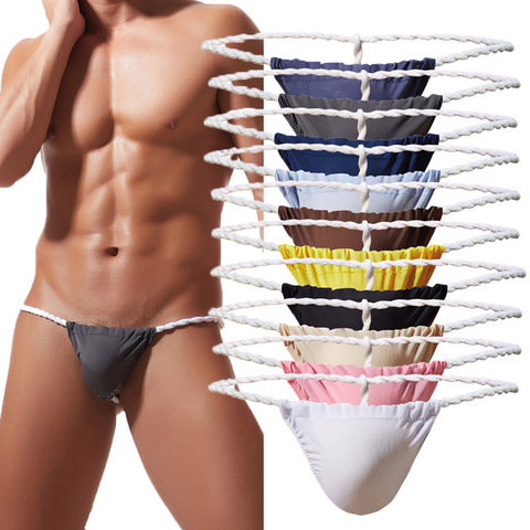 Sexy Gay Tanga G-String suspensorio de seda de hielo Ultra-delgada bragas Fundoshi hombres Sumo japonés cinturón de cuerda de ropa interior tangas Tanga Hombre ► Foto 1/6