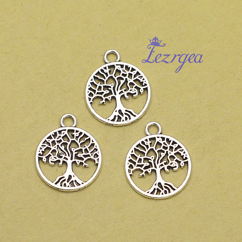 50 unids/lote 18x15mm árbol encantos antiguo plata cuentas de Arbol de la vida de suministros accesorios de la joyería ► Foto 1/1