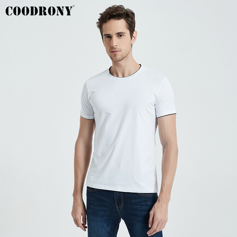 COODRONY-Camiseta de manga corta para hombre, ropa informal de algodón suave con cuello redondo, ajustada, de marca, novedad de verano, S7609, 2022 ► Foto 1/6