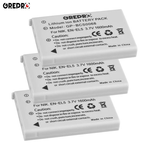 Batería de iones de litio EN-EL5 EN EL5 ENEL5, para Nikon Coolpix 3700 4200 5200 P80 P90 P100 P500 P510 P520 P530 P5000 P5100, 3 uds. ► Foto 1/6