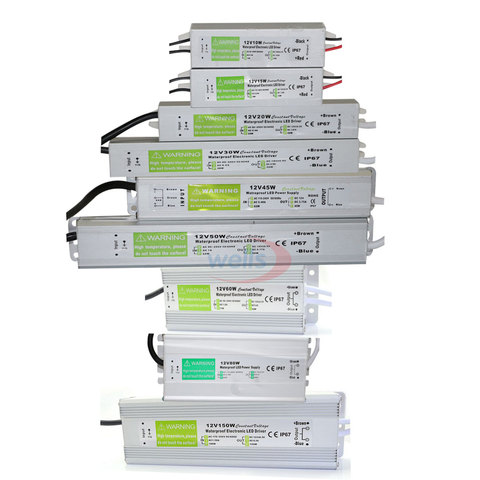 Impermeable IP67 controlador de LED Ac dc 12 V/24 V 10 W 15 W 20 W 25 W 30 W W 36 W 45 W 50 W 60 W 80 W 100 W 120 W 150 W fuente de alimentación para LED de luz de tira ► Foto 1/6