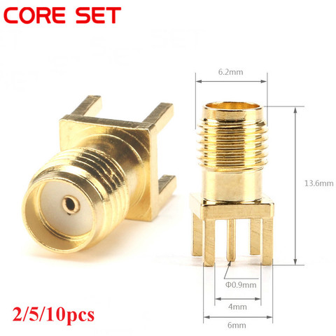 Clavija soldadura hembra SMA, borde de tuerca, Clip PCB, montaje recto, conector RF chapado en oro, soldadura de receptáculo, 2/5/10 Uds. ► Foto 1/6